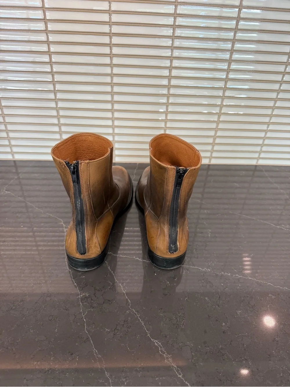 Frye Brown Leather zipper Ankle Boots